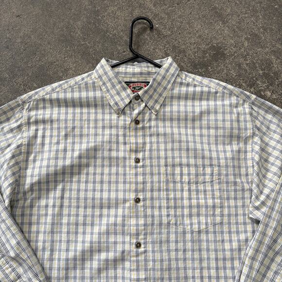 Vintage 90s Reebok Golf Shirt Mens XL White Yellow Plaid Long Sleeve Button Up - Picture 2 of 8